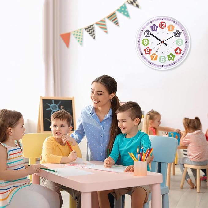 Learning wall Clock for Kids, 12 Inch Classroom Clock Time Teaching - Image 4