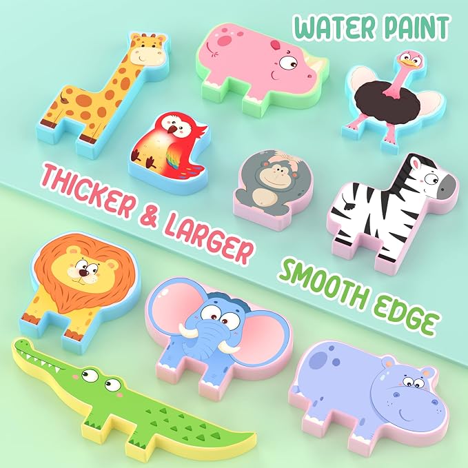 Zeoddler Montessori Toys for Toddlers, 10 Pack Wooden Animal Stacking Blocks, Sorting & Stacking Preschool Learning Activities, Gift for Boys, Girls - Image 5