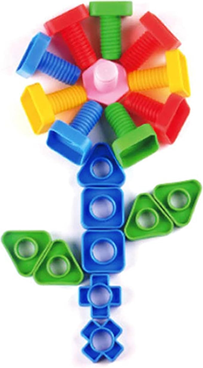Jumbo Nuts and Bolts for Toddlers - 40 Pcs Screw Toys for Toddlers 3 - Occupational Therapy Toy with Storage Tote and Book - Shape Sorter Fine Motor Toy - Manipulatives for Preschoolers - Image 8
