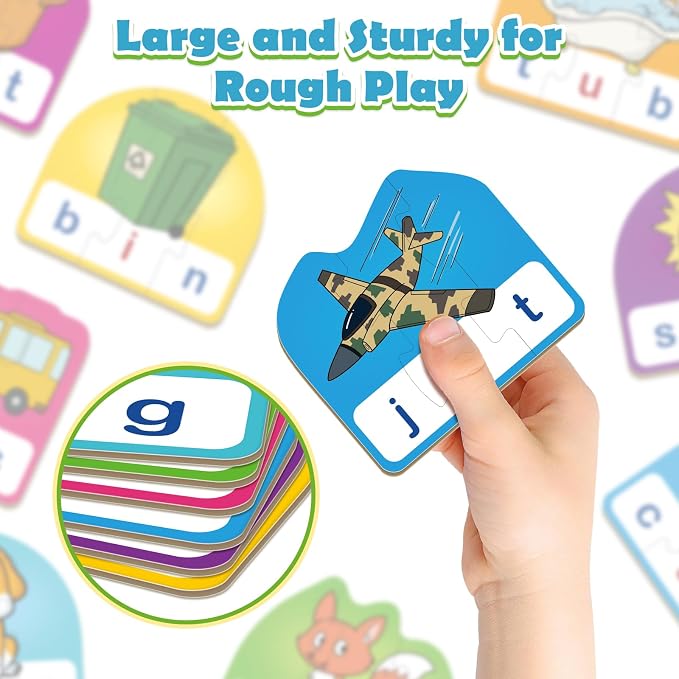 CVC Puzzle Cards for Kids,CVC Word Games,Toddler Speech Therapy Toys,3 Alphabet Letter Word Puzzles,Learning Reading Spelling Games,Preschool Kindergarten Classroom Must Haves - Image 5