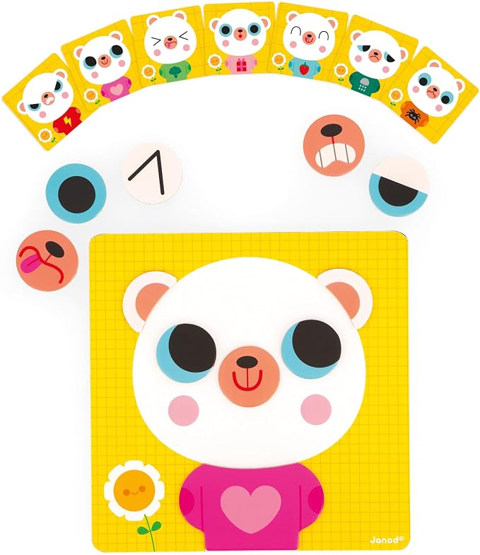 Janod - Emotions Bear Magnetic Game - Sustainable Materials - Image 8
