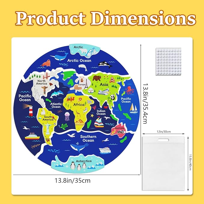 15 Pcs Continents Puzzle for Kids Felt Story Board Pieces Flannel Board for The Classroom Learning Globe World Map Puzzle for Toddlers - Image 4