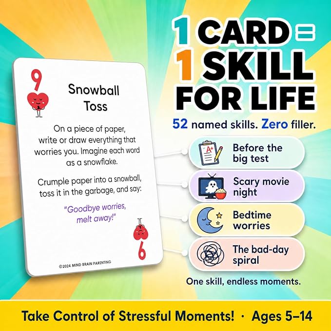 Mind Brain Emotion 52 Essential Coping Skills for Kids + Free Online Learning Library: CBT Calm Down Cards for Anxiety, Anger & Big Feelings - Emotional Regulation SEL Therapy Game, Ages 5-14 - Image 3