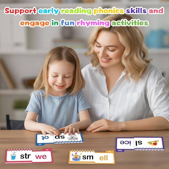 Word Family Build Book, 30 Read and Rhyme Flip Activity Book, Dinosaur ABC Learn to Read Phonics Flash Cards for Preschool/Kindergarten, CVC Words Reading Games for Kids Ages 3-8 - Image 4