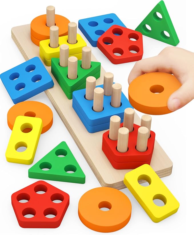 Montessori Toys for 1 2 3 Year Old Boys Girls Toddlers, Wooden Toys Gifts by PEBIRA