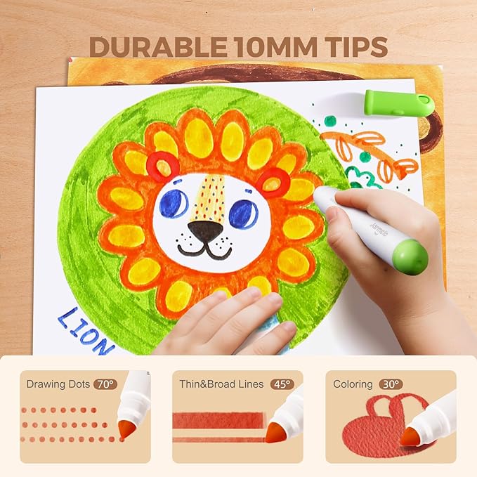 Jar Melo Washable Markers for Kids Toddlers 2-4, Safe Non-Toxic Water Based Markers for Age 1-3 4-8, Coloring Art Supplies for Preschool Gift, 24 Colors