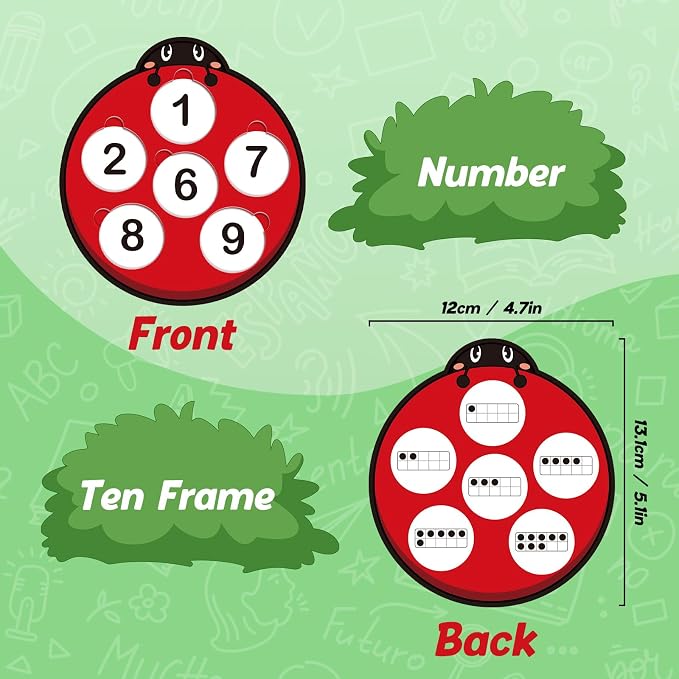 Kasfalci Number Games for Kids Toddlers,Ten Frame Set,Math Games,Math Manipulative,Addition & Subtraction Flash Cards,Ladybug Counting Toys,Matching Board Games,Preschool Classroom Must Haves - Image 4