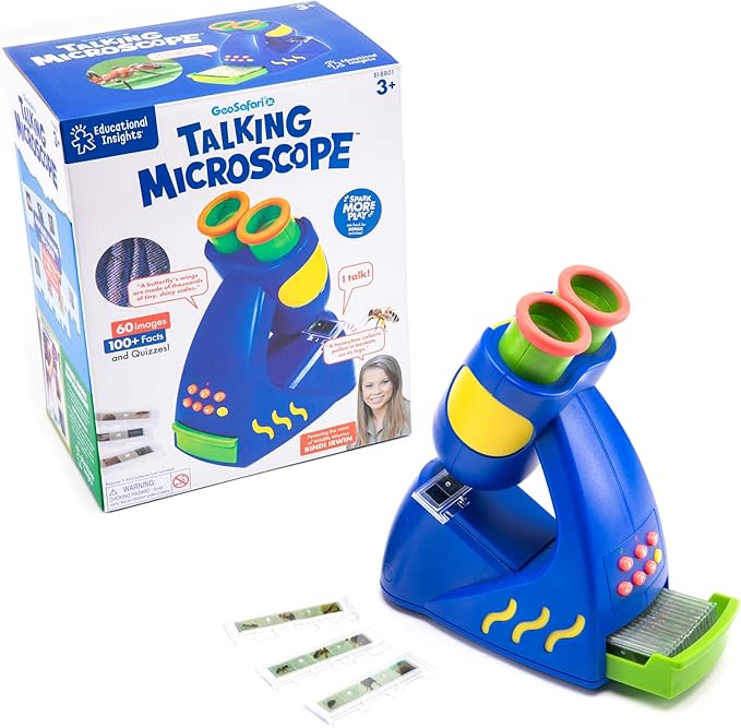 Educational Insights GeoSafari Talking Microscope - Kids Microscope Toy Featuring Bindi Irwin, Interactive STEM Toys and Science Kits for Kids 3-5, Preschool Science for Toddlers by EducationalInsights