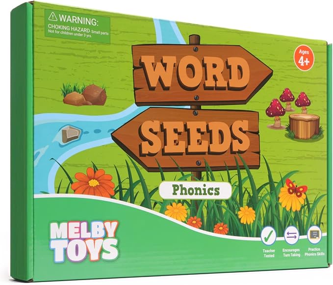 Melby Toys Word Seeds Phonics Game – Fun Reading & Board Games for Kids Ages 4-8, Learn to Read, CVC & Kindergarten Games by MelbyToys