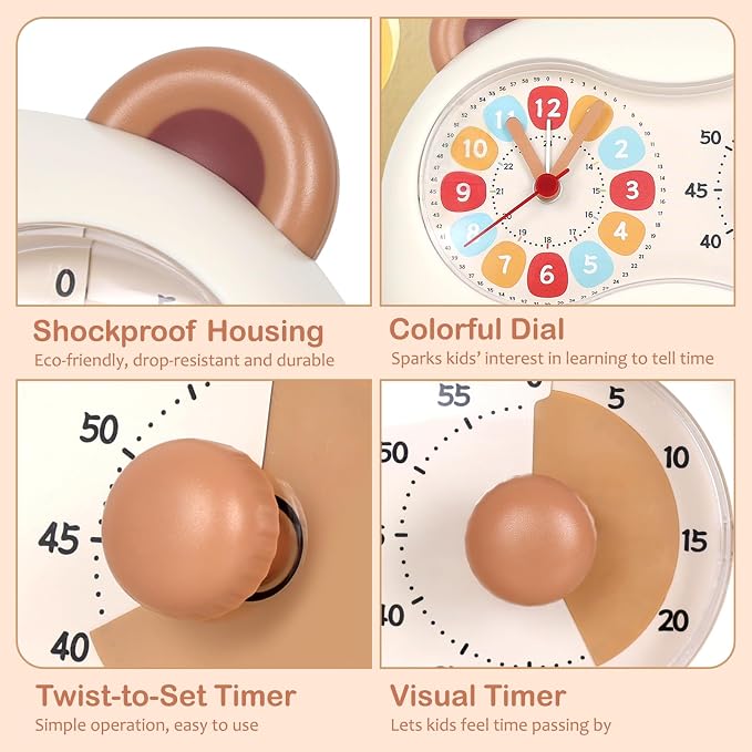 3-in-1 Alarm Clock for Kids with 60 minutes Visual Countsdown Timer - Image 6