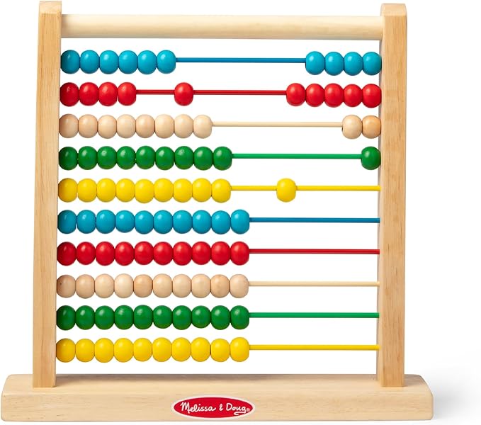 Melissa & Doug Abacus Classic Wooden Toy with 100 Beads - Preschool Learning Activities and Math Games for Kids, Homeschool Essentials for Ages 3+ - Image 4
