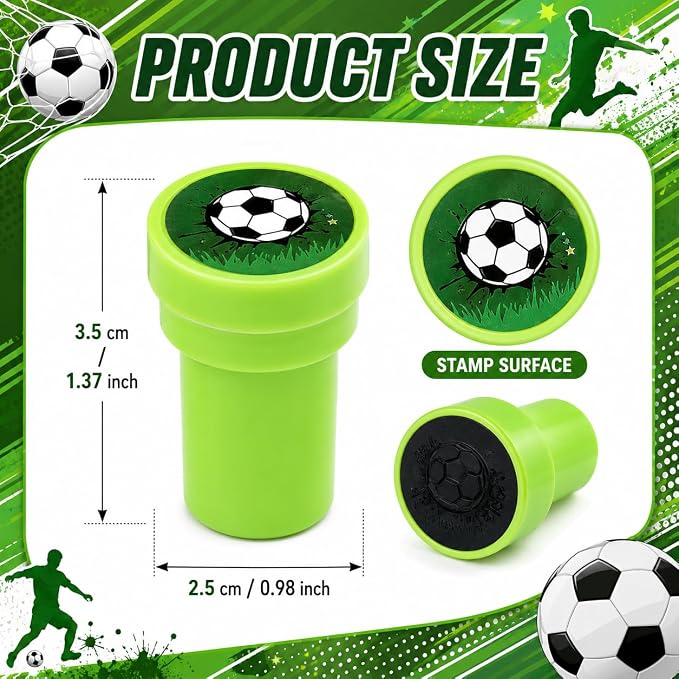 Cinrobiye 24 Pcs Soccer Sports Stampers for Kids, Pre-Inked Football Party Favor Set, Sports Birthday Party Supplies, Classroom Rewards, Goody Bags, Piñata Fillers - Image 2