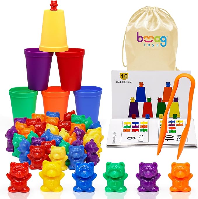 Bmag Counting Bears with Matching Sorting Cups, Preschool Learning Toys Color Recognition and Math Learning Games, STEM Educational Toy Gift for Kids Age 3 4 5 Year Old Boys Girls by BMAG