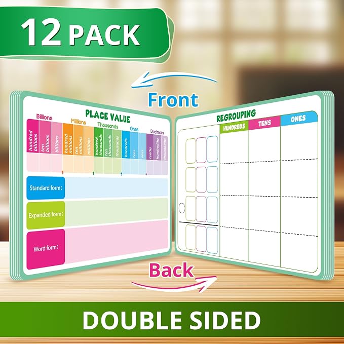 12 Packs Place Value Chart Math Manipulatives Math Games for Kids - Image 4