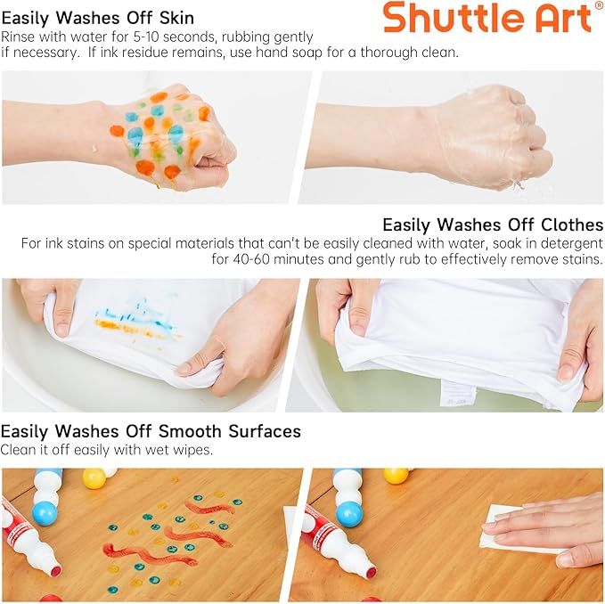 Shuttle Art Dot Markers, 14 Colors Bingo Daubers with 135 Patterns, 5 Activity Books, Educational Set With Art Activities,Non-Toxic Washable Coloring Markers
