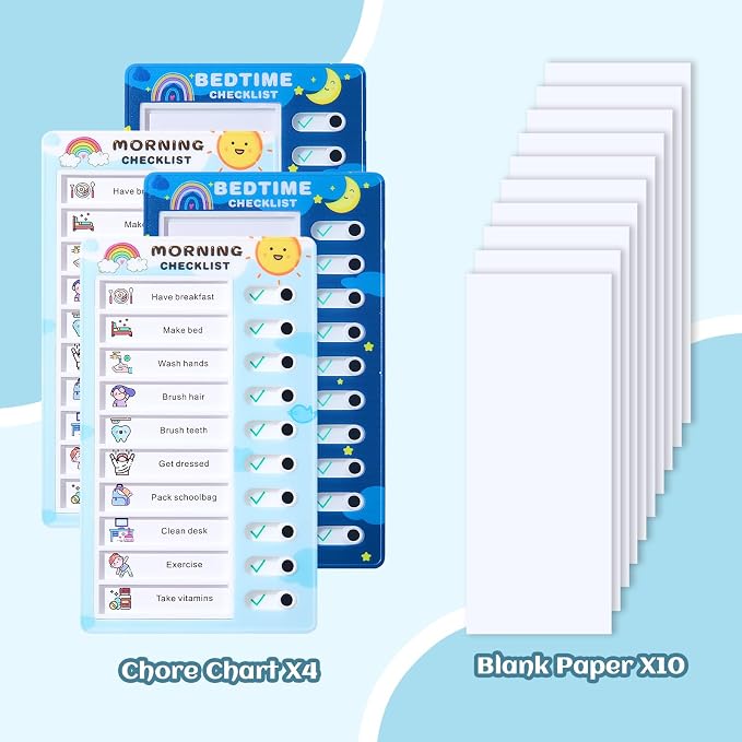 4Pack Upgraded Chore Chart for Kids - Morning Bedtime Daily Routine Chores Chart for Kids with Checklist, Kids Chore Chart, Visual Schedule for Kid Chore Board ADHD Tools for Kid Sliding Chore Chart - Image 2