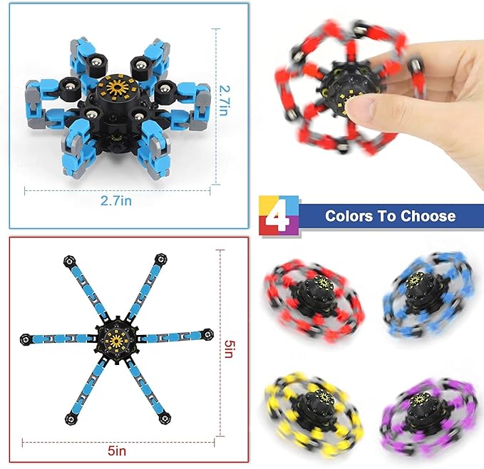 Fidget Toys Transformable Fidget Spinners ADHD Tools for Kids Adult Teen Toddler Autism Sensory Toys Juguetes para Niños 4 Pack Party Favors for Kids