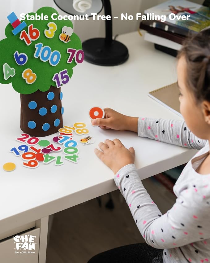 CHEFAN Felt Number Tree for Toddlers, Freestanding Counting Math Game with Numbers 0-19, Tens Numbers and Number Recognition Activities, Preschool Classroom Homeschool Learning Toy - Image 6