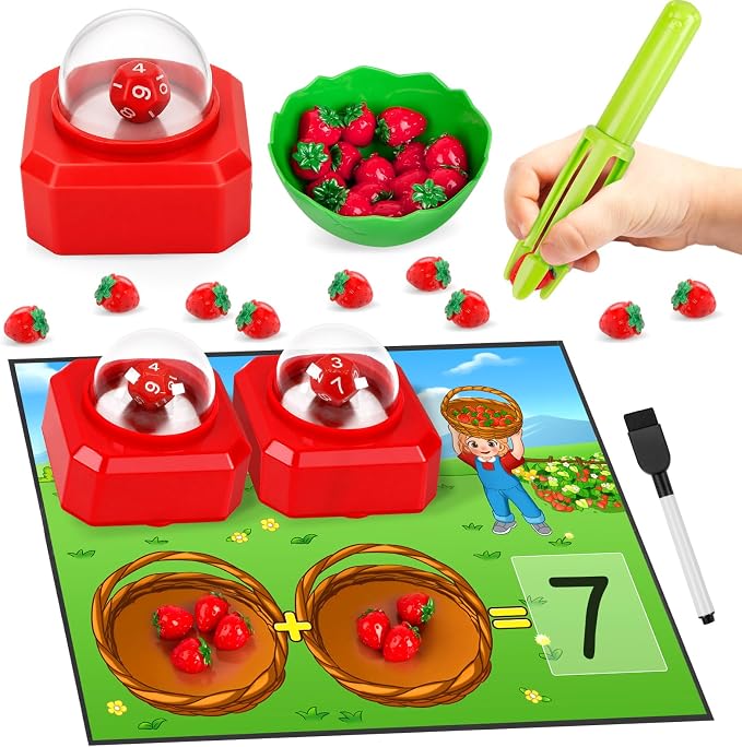 Kasfalci Math Board Games for Kids with Dice Poppers,Math Manipulatives,Dice Games,Addition Subtraction Games,Math Counters,Counting Toys,Fine Motor Toys,Kindergarten Classroom Homeschool Supplies by Kasfalci