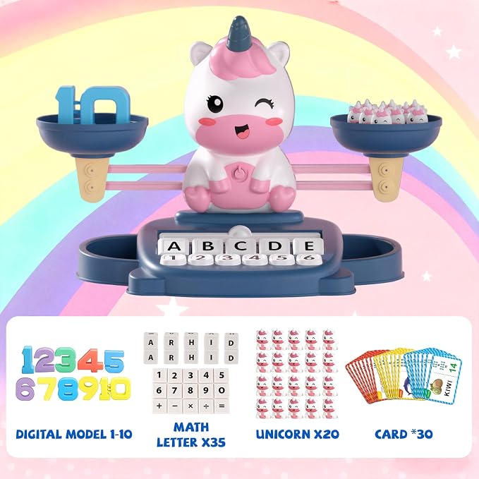 Snugzy Unicorns Balance Counting Toys Math Game Montessori Toys Learning Games for Kids Educational Toy Gifts for Boys Girls Age 5-7 - Image 3