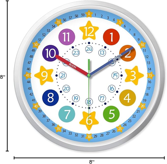 XFM Blue Kids Wall Clock 8 Inch Silent Space Theme - Image 7