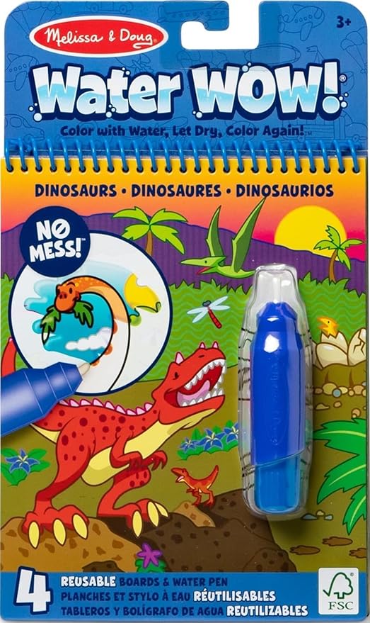 Melissa & Doug On The Go Water Wow! Mess Free Coloring Book, Reusable Water-Reveal Activity Pad, Dinosaurs, Travel Toys, Party Favors, for Toddlers & Kids Ages 3+ by Unknown