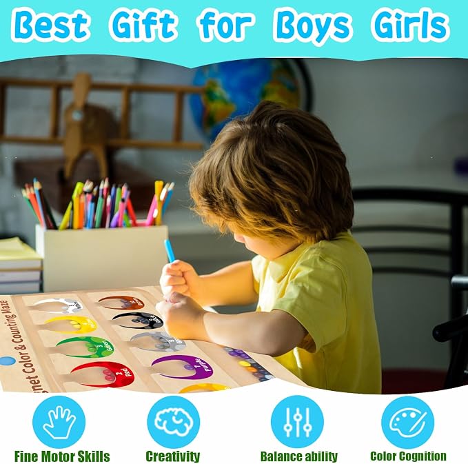 HONGID Dinosaur Toys,Magnetic Color and Number Maze, Montessori Toys for 3 4 5 Year Old,Learning Educational Sensory Toys for Toddlers and Kids Boys Girls,Christmas Stocking Stuffers for Kids - Image 2