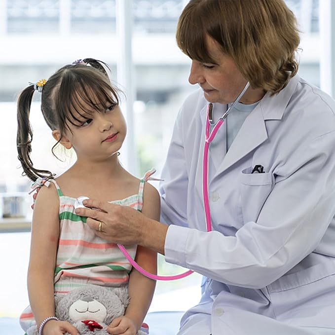 Zcaukya Kids Stethoscope, 2 Pack Real Working Nursing Stethoscope for Kids Role Play, Doctor Game, Blue and Pink