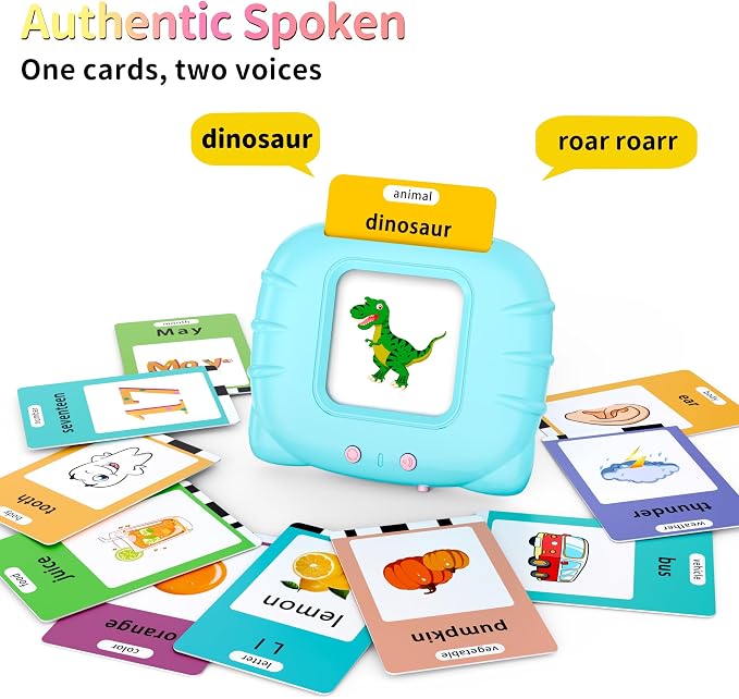 Eaever 520 ABC Sight Words Talking Flash Cards, Christmas Birthday Gift for 2 3 4 5 6 Year Old Boys and Girls, Preschool-Learning-Activities, Toddler Educational Toys for Ages 1-6 Kids, Blue - Image 2