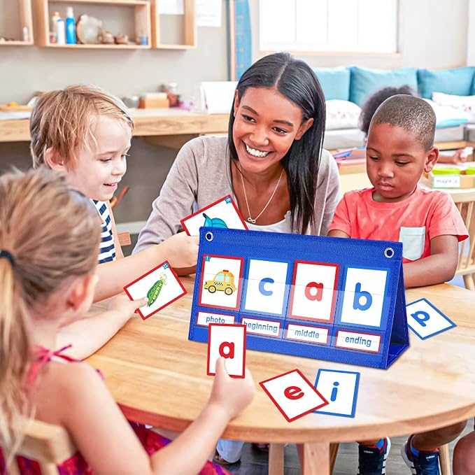 AKAYOK CVC Word Building Desktop Pocket Chart with 108 Phonics Flash Cards for Early Reading & Spelling | Alphabet Learning Tools for Preschool, Kindergarten, and Homeschooling - Image 7