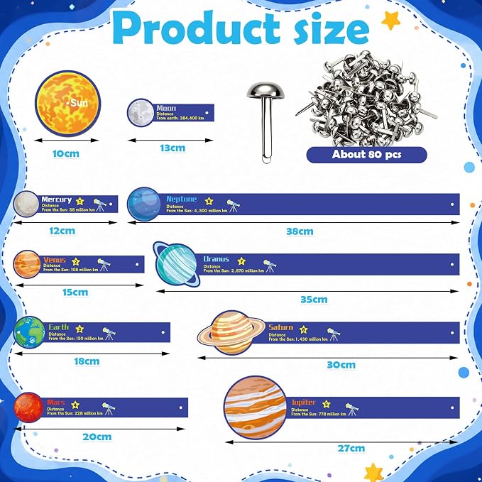 Glenmal 36 Set Solar System Model Craft Kit Kids DIY Planets Solar System Paper Art Set Decor Outer Space Preschool Activities Supplies for Montessori Learning Homeschool Toddler (Colorful) - Image 2