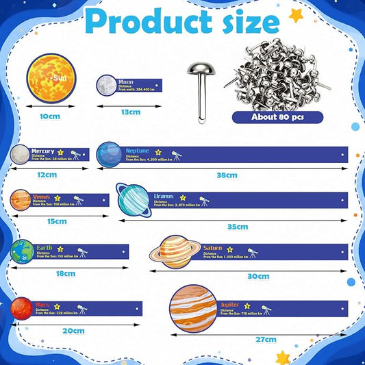 Glenmal 36 Set Solar System Model Craft Kit Kids DIY Planets Solar System Paper Art Set Decor Outer Space Preschool Activities Supplies for Montessori Learning Homeschool Toddler (Colorful) - Image 2