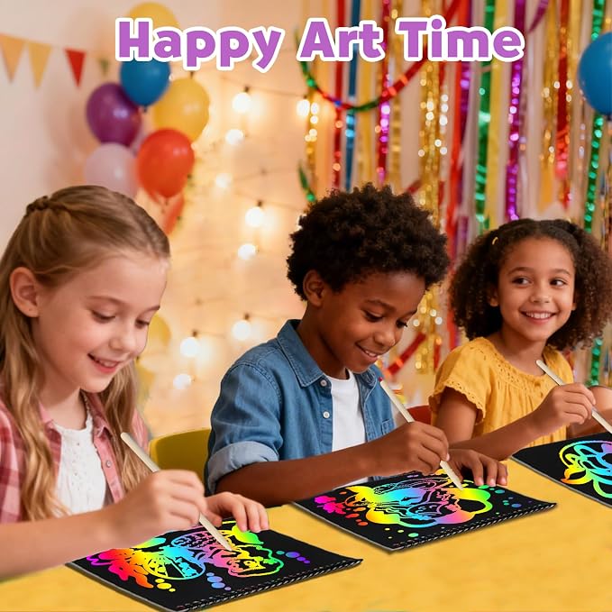 ZMLM Scratch Paper Art-Crafts Gift: 2 Pack Rainbow Notebooks Supplies Toys - Image 4