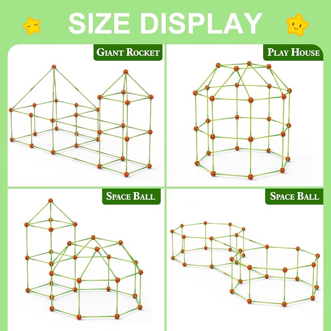 Fort Building Kit for Kids,STEM Construction Toys, Educational Gift for 3 4 5 6 7 8 9 10 11 12 Years Old Boys and Girls,Ultimate Creative Set for Indoor & Outdoors Activity,140 Pcs,Orange - Image 3