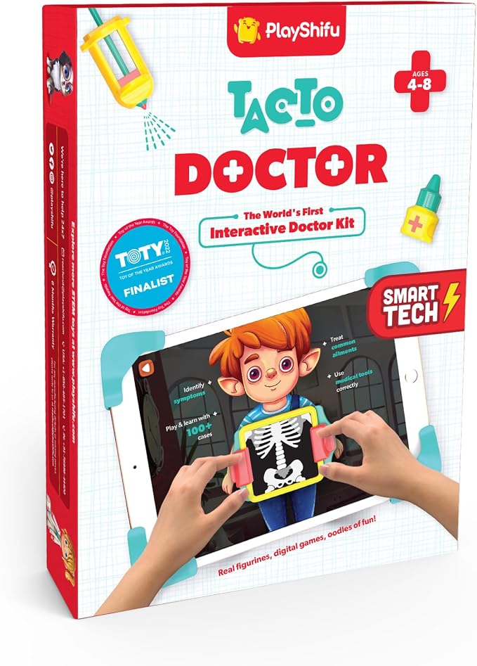 PlayShifu Doctor Kit for Kids – Tacto Doctor | Tech-Powered Pretend Playset with 12 Tools & 3 Games | STEM Learning Toy for Ages 4–10 | Roleplay Gift for Boys & Girls | Tablet Not Included by PlayShifu
