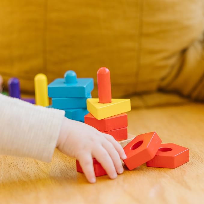 Melissa & Doug Stack and Sort Board - Wooden Educational Toy With 15 Solid Wood Pieces - Image 7