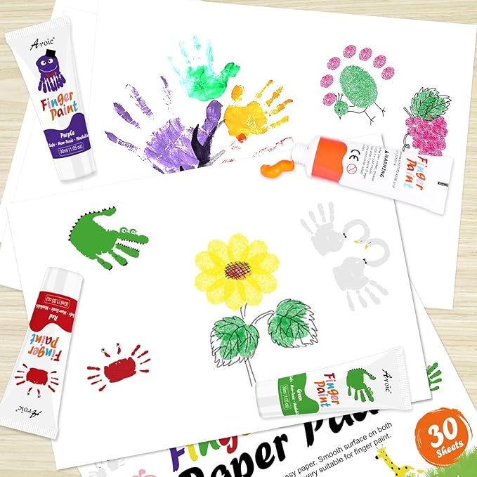 AROIC 8PCS Washable Finger Paint, Non-Toxic Finger Paints 8Colors(1.05fl oz), Art Supplies Painting Supplies Gifts, Hand Paint DIY Crafts for Children Age 12+ and Adults
