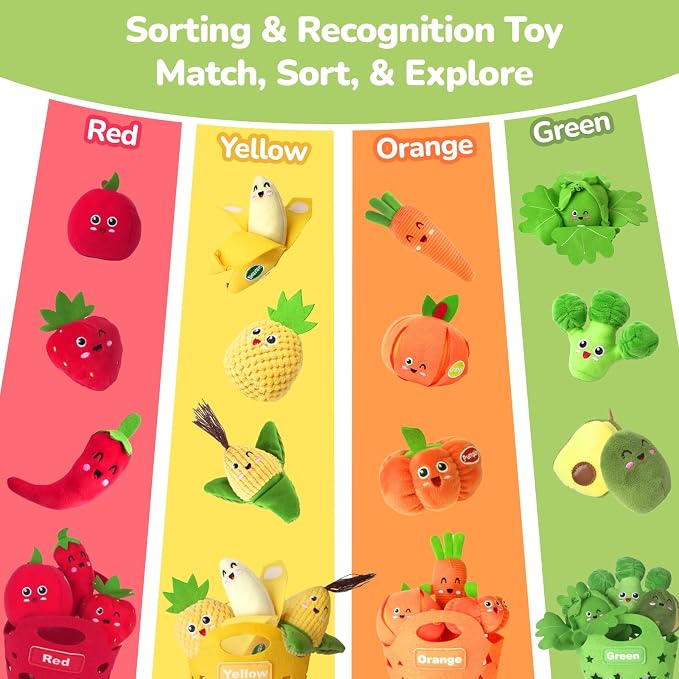 Baby Color Sorting Sensory Toys - Fruit Vegetable Play Food 1 Year Old Toys - Image 2