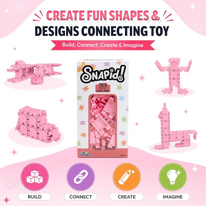 100 Piece Light Pink Snap Connecting Building Toy Set for Kids - Image 2