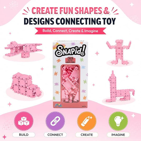 100 Piece Light Pink Snap Connecting Building Toy Set for Kids - Image 2