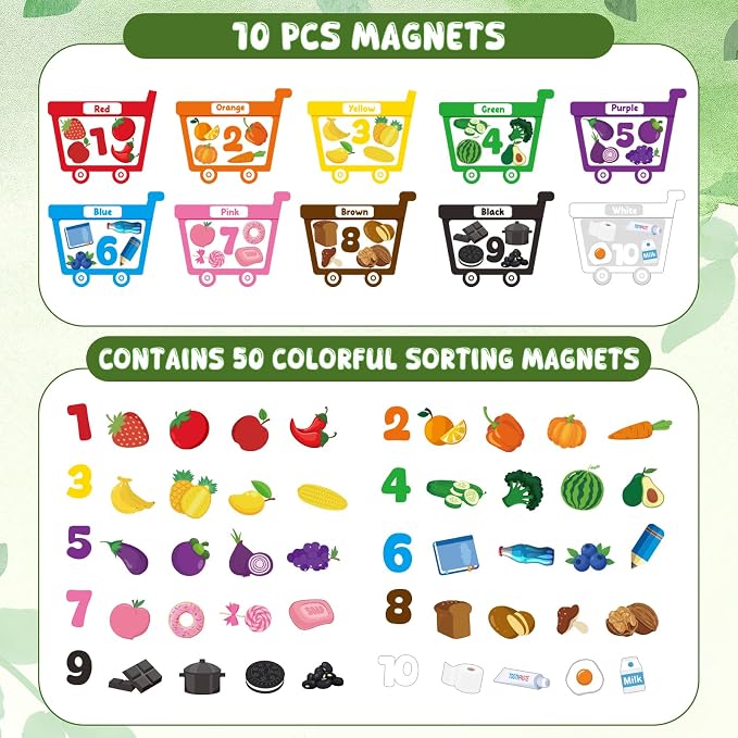 10Pcs Magnetic Color Sorting Set 60 Fridge Magnets for Kids - Image 2
