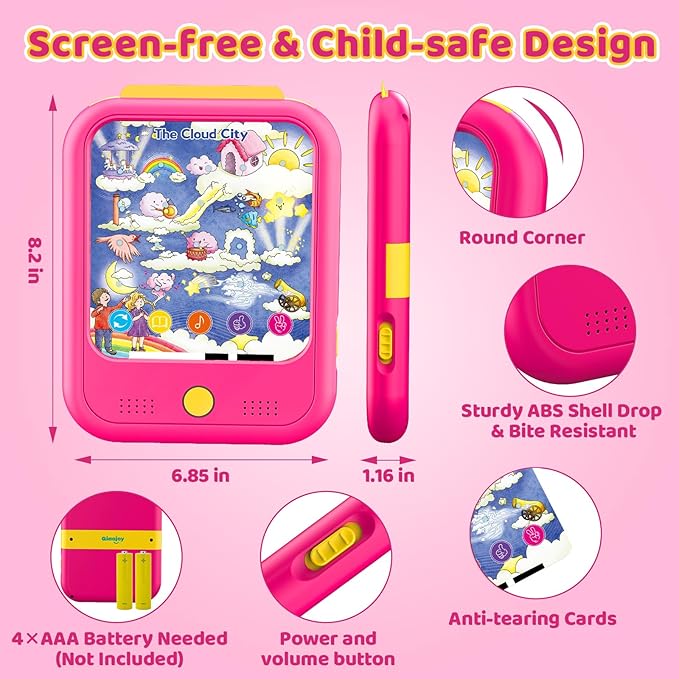 Kids Learning Tablet Bilingual, Educational Learning Toys for Toddlers 2-5 Year Olds, with 2000+ Words and Games, Autism Sensory and Speech Therapy Toys, 2 3 4 5 Year Old Girl Birthday Gift(Pink)