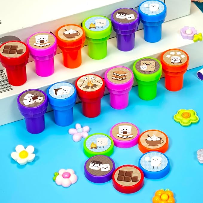 Cinrobiye 24 Pcs Marshmallow Stampers Party Favor Set, Cute Sweet Treat Stamps for Kids Birthday Party, Classroom Rewards, Carnival Prizes, Goody Bag Fillers, Dessert Themed Party Supplies - Image 3