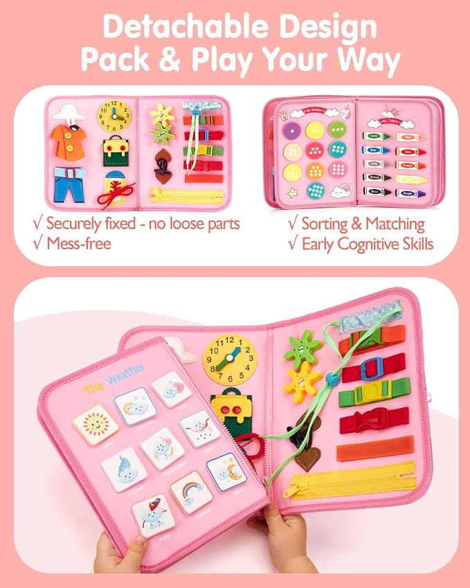 hahaland Busy Board Montessori Toys Busy Book Toddler Girl Gifts Travel Toy - Image 6