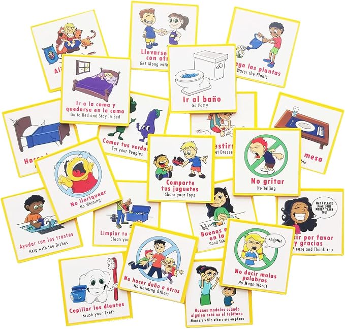 Kenson Kids Spanish English “I Can Do It” Reward and Responsibility Chart, 11 X 15.5-Inch, Daily Routine Incentive Star Chart- Visual Weekly Magnetic Chore, Behavior, and Organizational Star Chart - Image 2