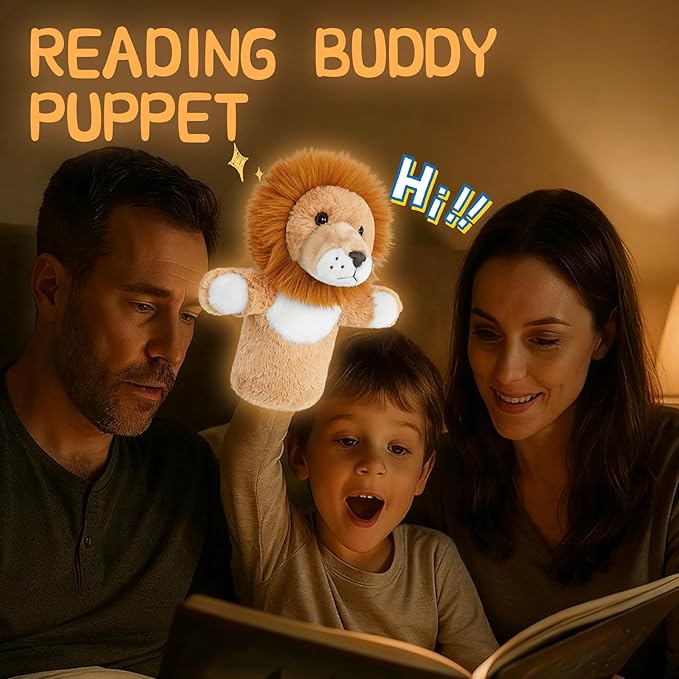 Plush Toy Hand Puppet Wild Animal for Puppet Show Stage Adult Size Fit Educational Storytelling Tool Stuffed Safari King Lion