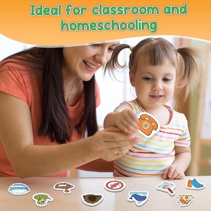 Kasfalci Magic E Word Games,Phonics Games,50 Magnetic Foam Objects,Fridge Magnets for Kids,Speech Therapy Toys for Toddler,Learn to Read Spelling Reading Learning for Preschool Kindergarten Classroom - Image 7
