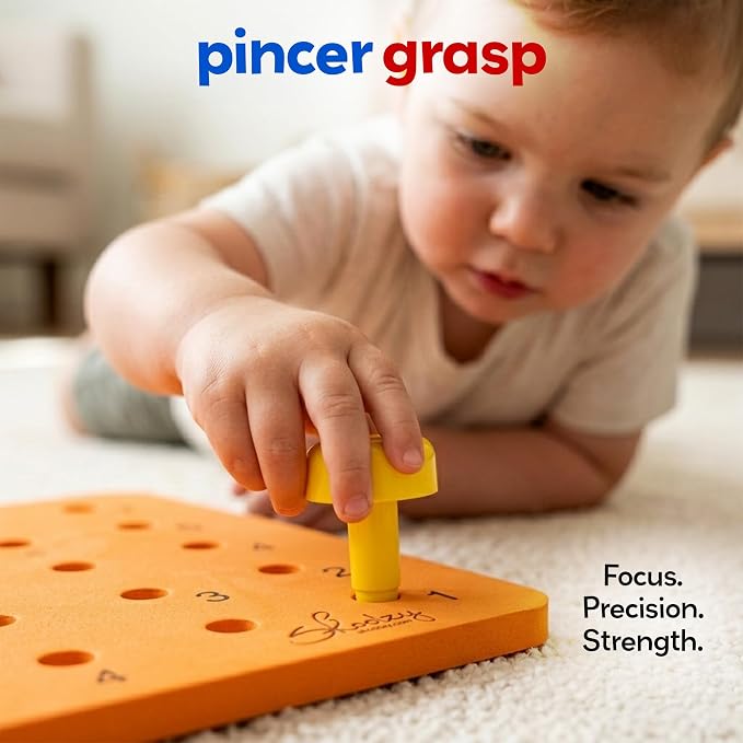 Skoolzy Peg Board Set - Montessori Toys for 2 Year Old - 33 Pc Peg Board for Kids - Occupational Therapy Toys with Pegs, Dice, Lacing String & Storage Bag - Montessori Toys for 2+ Year Old - Image 4