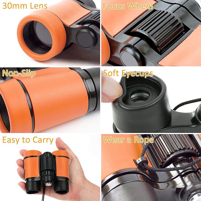 Scotamalone Kids Binoculars Shock Proof Toy Binoculars Set for Age 3-12 Years Old Boys Girls Bird Watching Educational Learning Hunting Hiking Birthday Presents - Image 2