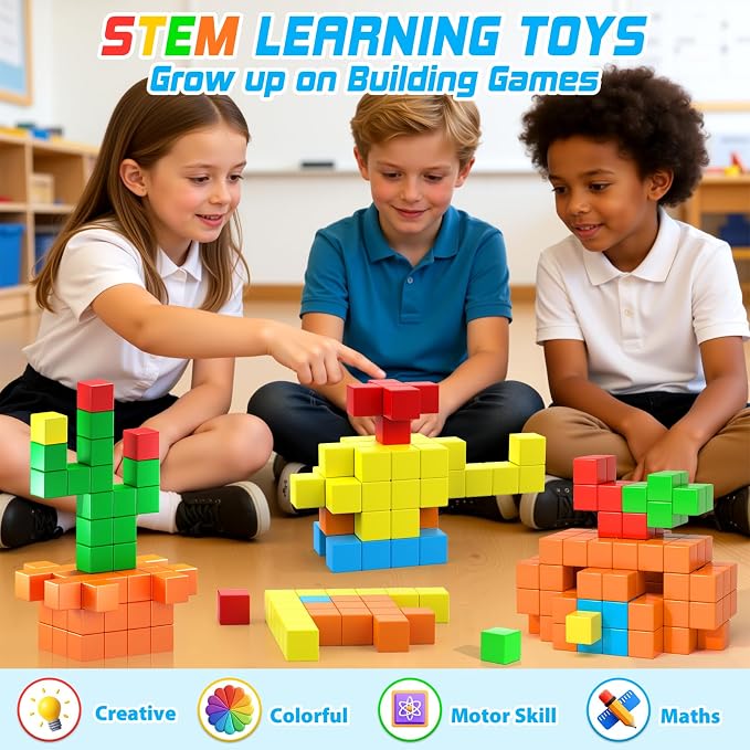 48PCS Large Magnetic Blocks, Magnet Building Cubes for Toddler 3+ Boy Girls - Image 6